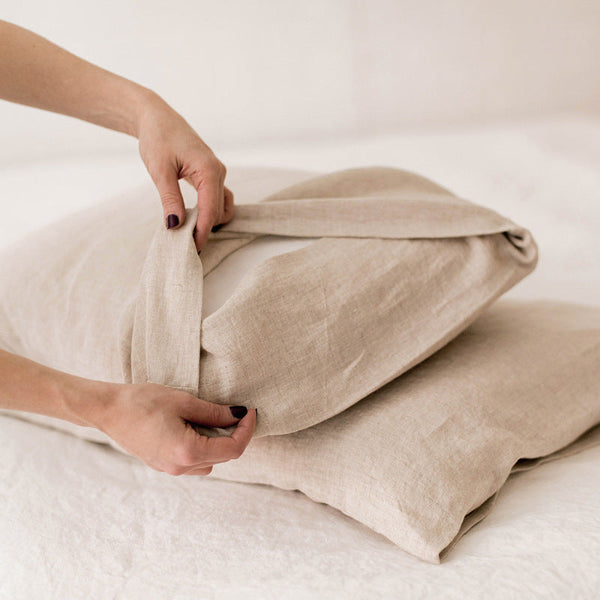HKM-843027 Solid Color Yellow Linen Pillowcase - Rectangular Envelope Style, 48x74cm