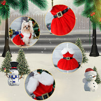 HKM-8430525 Gold Velvet Christmas Pet Dress with Bow - Available in Multiple Sizes