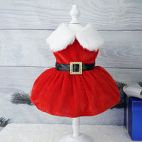 HKM-8430525 Gold Velvet Christmas Pet Dress with Bow - Available in Multiple Sizes