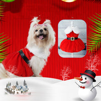 HKM-8430525 Gold Velvet Christmas Pet Dress with Bow - Available in Multiple Sizes