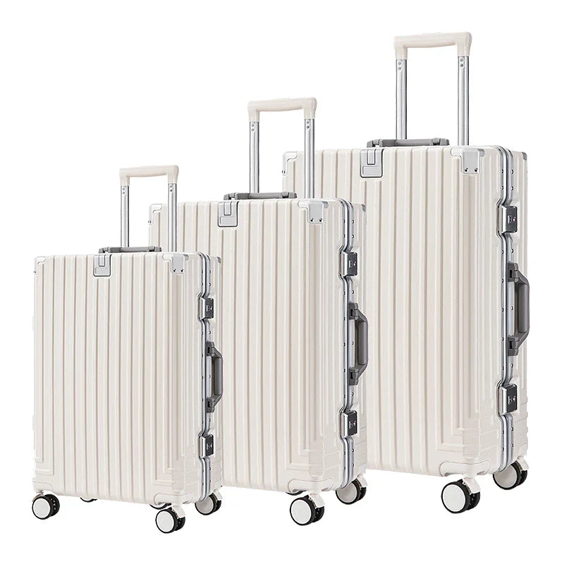 HKM-843091 Aluminium 3-Piece Travel Carry-On Luggage Set with Telescopic Handle