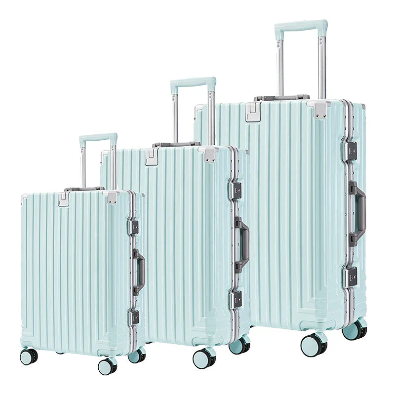 HKM-843091 Aluminium 3-Piece Travel Carry-On Luggage Set with Telescopic Handle