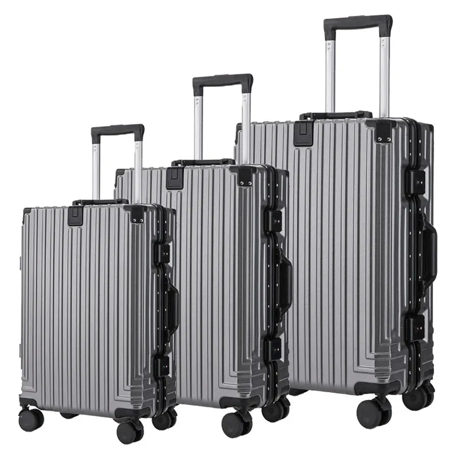 HKM-843091 Aluminium 3-Piece Travel Carry-On Luggage Set with Telescopic Handle
