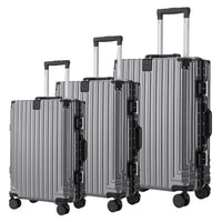 HKM-843091 Aluminium 3-Piece Travel Carry-On Luggage Set with Telescopic Handle