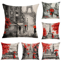 HKM-843155 Cartoon Anime Maple Leaf Pillow Cover in Linen - Nordic Design, 40x40cm & 45x45cm