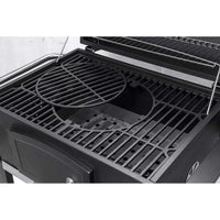 HKM-843219 Cast Iron Grill Smoker with Chimney and Lid, Square Trolley Charcoal Barbecue 152x73x137cm