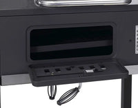 HKM-843219 Cast Iron Grill Smoker with Chimney and Lid, Square Trolley Charcoal Barbecue 152x73x137cm