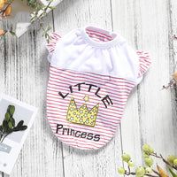 HKM-8432701 Striped Print Cotton Costume for Small Dogs - Teddy Poodle & Pomeranian Size XS to XL