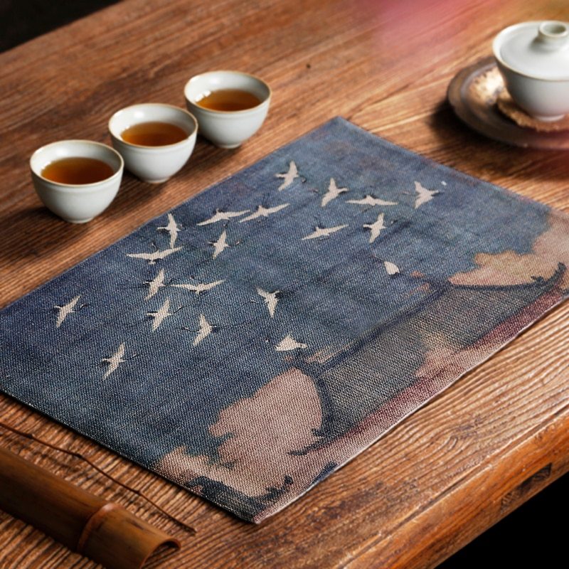HKM-843283 Cotton Linen Tea Table Cloth - 50x30cm, Color Variation Due to Lighting