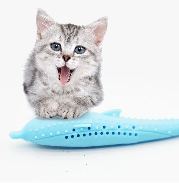 HKM-8433725 Silicone Cat Toothbrush Toy for Effective Oral Care - 2.7x17.4cm