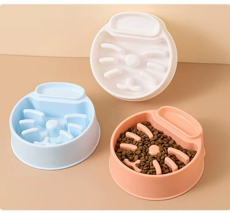 HKM-8434109 Anti-Tumble PET Plastic Bowl for Cats - Available in Orange, White, and Blue