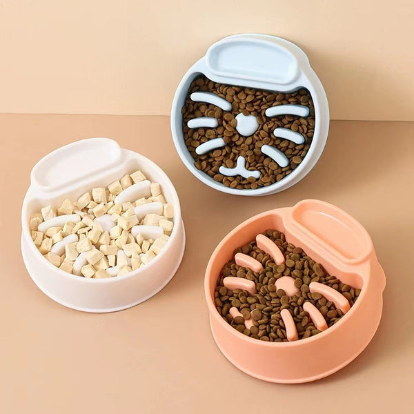 HKM-8434109 Anti-Tumble PET Plastic Bowl for Cats - Available in Orange, White, and Blue
