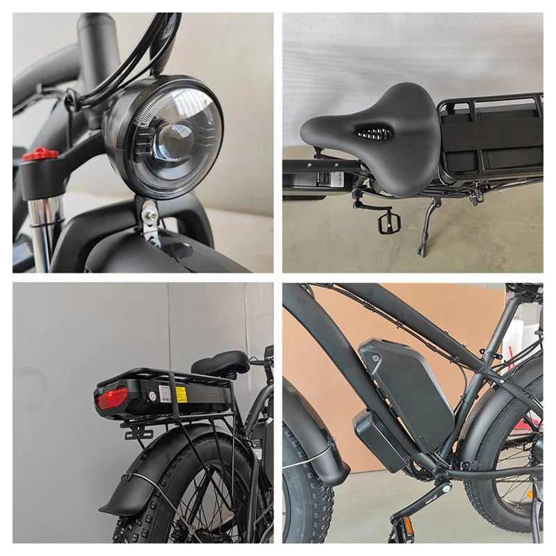 HKM-843411 26 Inch 48V 2000W Dual Motor Fat Tire Electric Mountain Bike with Dual Battery 7-Speed Gear System