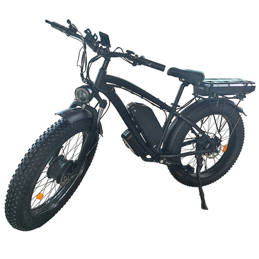 HKM-843411 26 Inch 48V 2000W Dual Motor Fat Tire Electric Mountain Bike with Dual Battery 7-Speed Gear System
