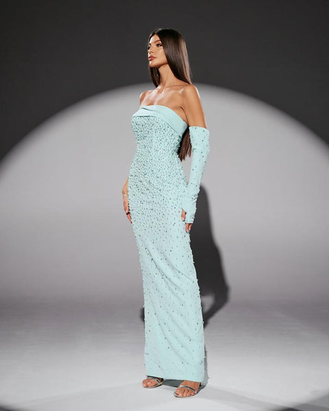 HKM-843411 Elegant Green Maxi Dress for Women - Style EZ25141