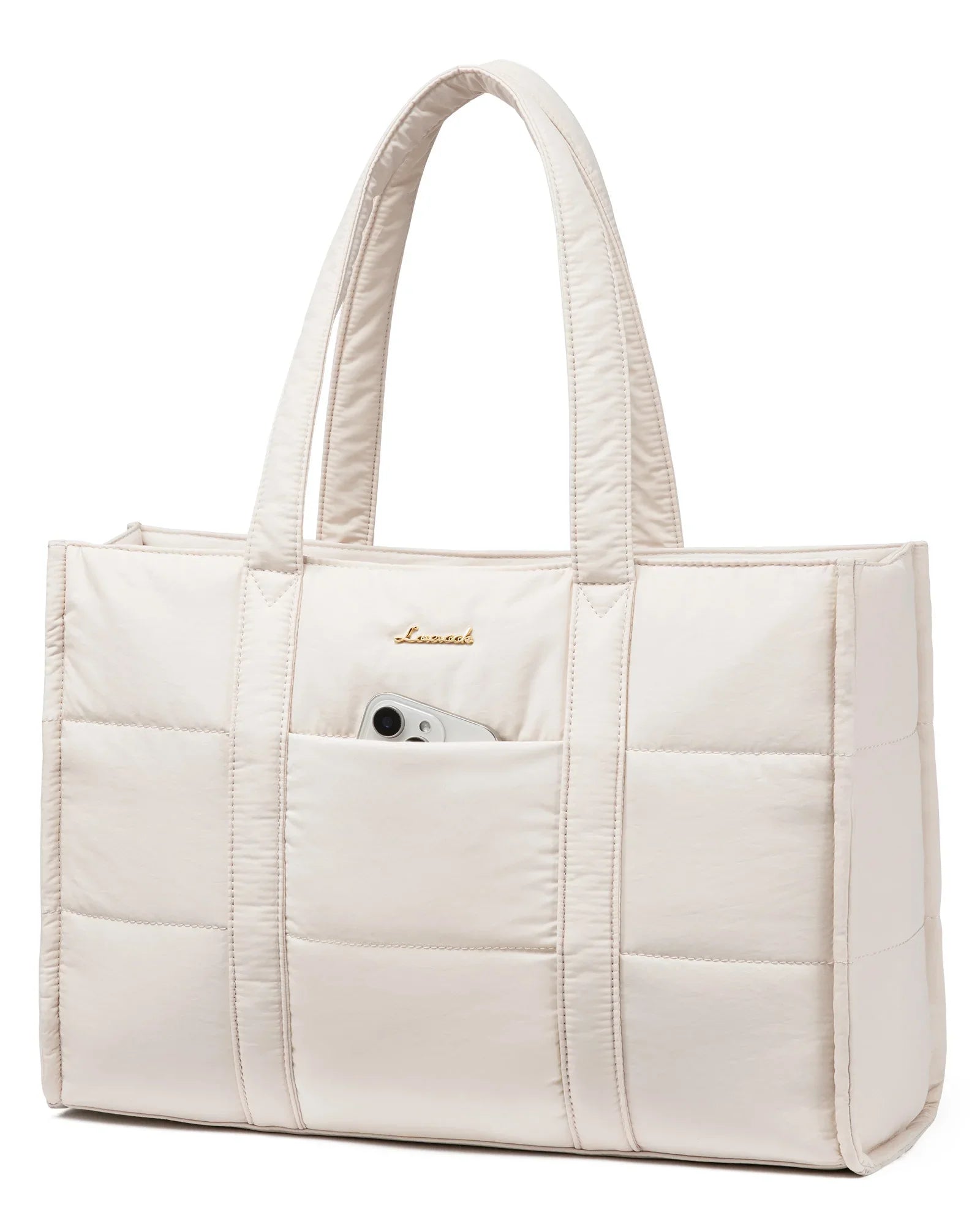 HKM-843411 Quilted Puffer Laptop Tote Bag for 15.6-17.3 Inch Devices - Lightweight Travel Shoulder Bag for Work and Casual Use