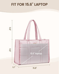 HKM-843411 Quilted Puffer Laptop Tote Bag for 15.6-17.3 Inch Devices - Lightweight Travel Shoulder Bag for Work and Casual Use