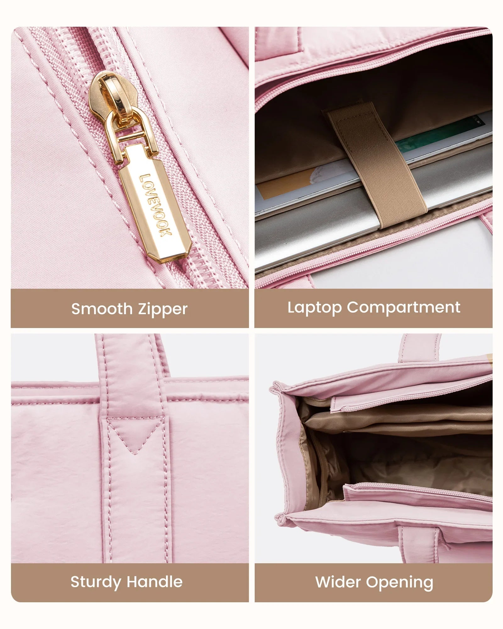 HKM-843411 Quilted Puffer Laptop Tote Bag for 15.6-17.3 Inch Devices - Lightweight Travel Shoulder Bag for Work and Casual Use