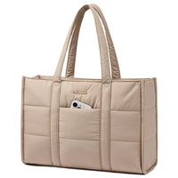 HKM-843411 Quilted Puffer Laptop Tote Bag for 15.6-17.3 Inch Devices - Lightweight Travel Shoulder Bag for Work and Casual Use