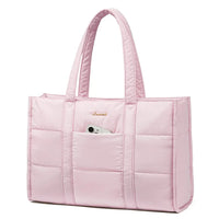 HKM-843411 Quilted Puffer Laptop Tote Bag for 15.6-17.3 Inch Devices - Lightweight Travel Shoulder Bag for Work and Casual Use