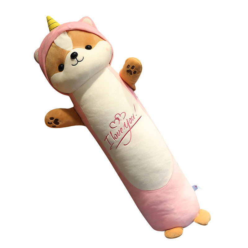 HKM-843539 Squirrel-Shaped Long Plush Pillow with Removable and Washable Cover, Soft Down Cotton Filling