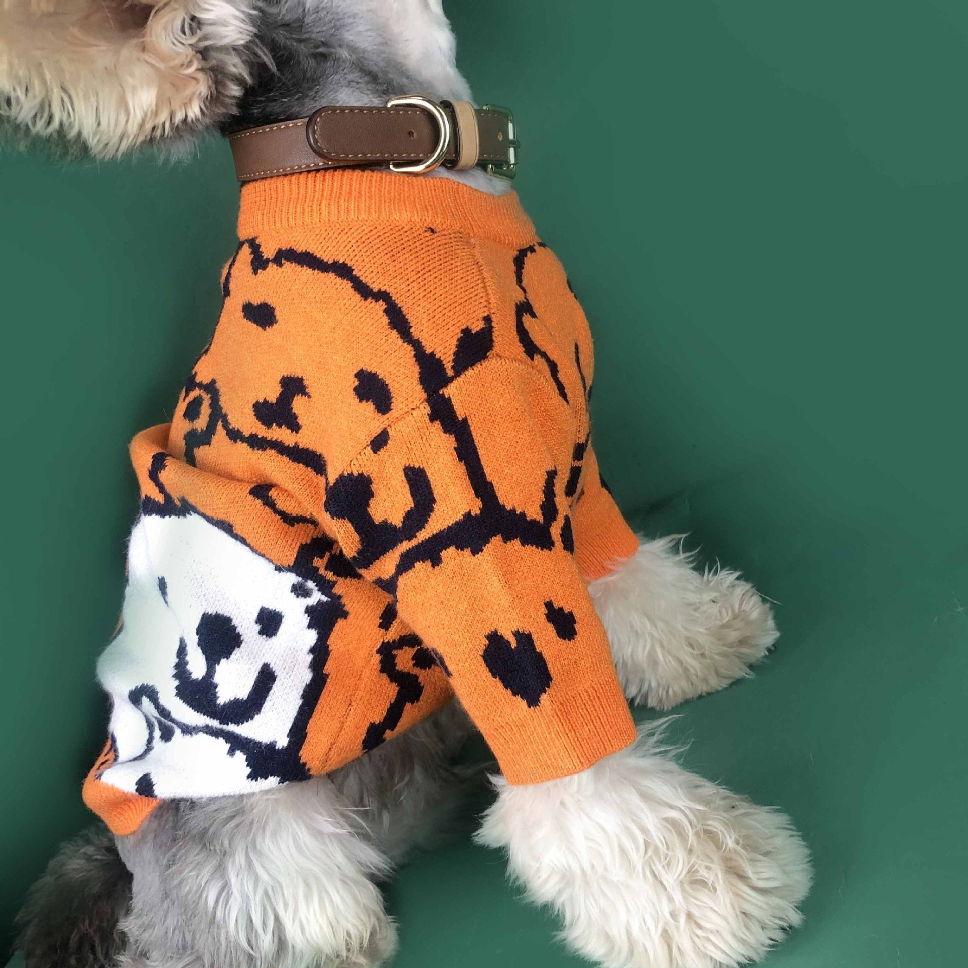 HKM-8435901 Cozy Wool Pullover Dog Sweater for Small Dogs in Orange, Available in Multiple Sizes