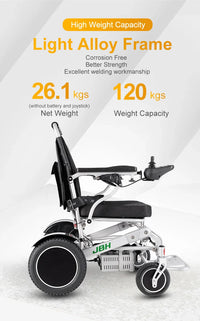 HKM-843731 Adjustable Foldable Electric Wheelchair with Removable Battery and Aluminum Alloy Frame, Model D10