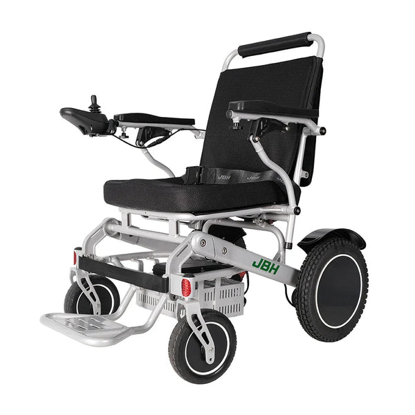 HKM-1667539 Portable Folding Electric Wheelchair Dual 180W Motors 24V 12Ah Battery 12.4 Mile Range 265 lb Capacity Aluminum