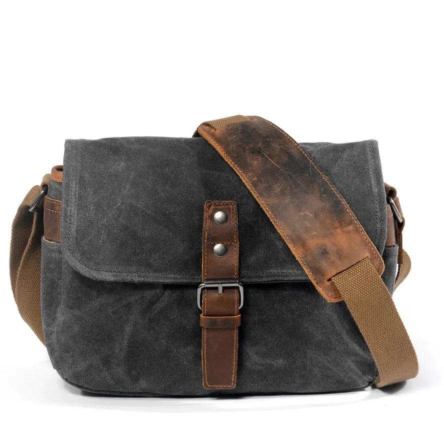 HKM-843731 Waterproof Oil Wax Canvas DSLR Camera Bag - Retro Style Microsingle Shoulder Bag