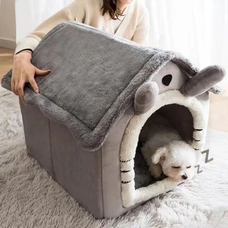 HKM-8437949 Universal Small Dog and Cat Nest House - Warm, Washable, Soft Pet Bed for Winter
