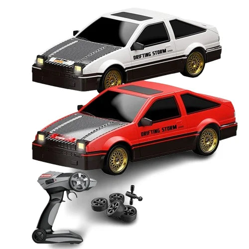 HKM-843859 High-Speed 2.4G 1/16 Scale Four Wheel Drive Remote Control Drift Car with LED Lights and Replaceable Tires