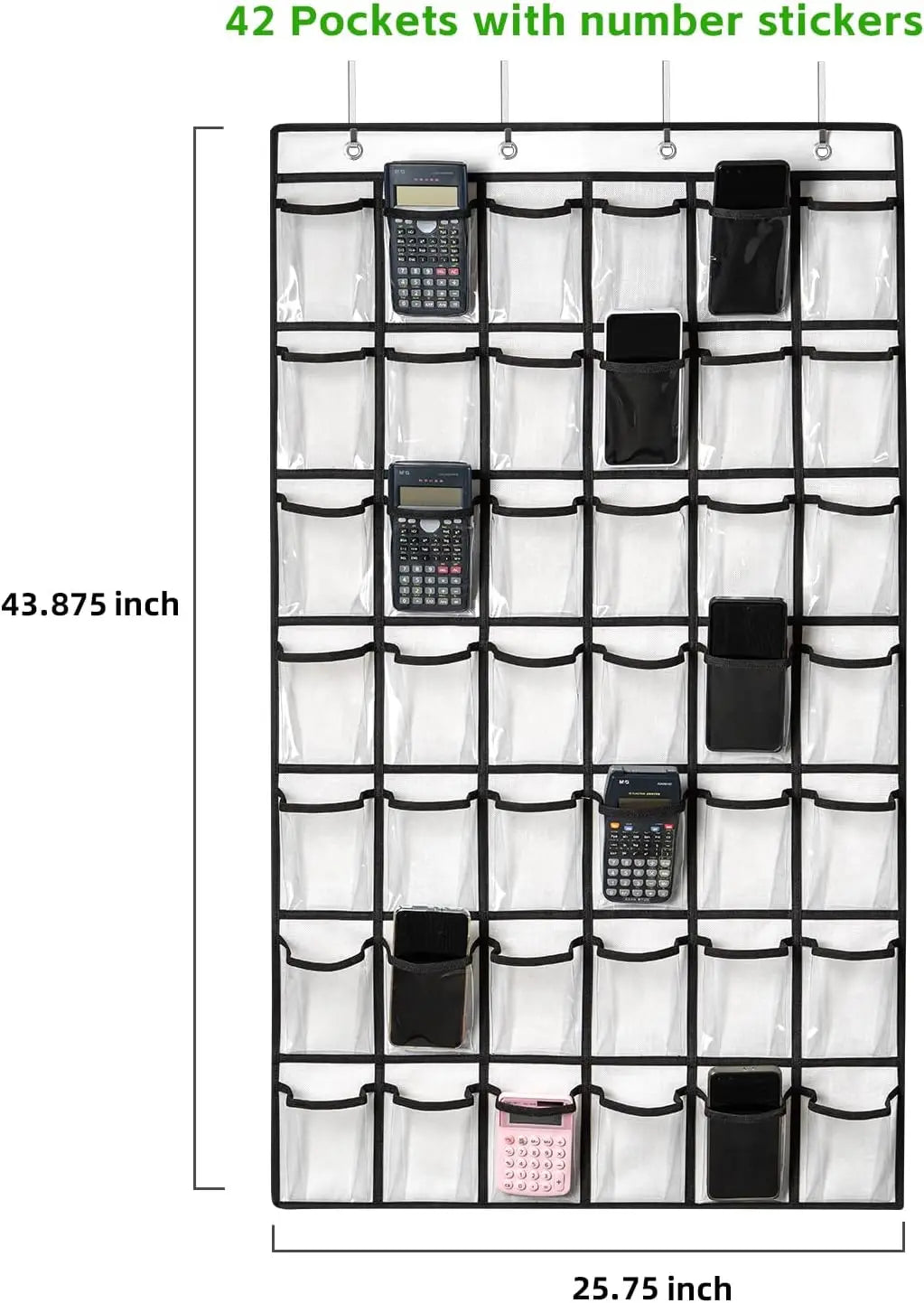 HKM-843987 42-Pocket Classroom Organiser for Phones and Calculators - Clear Display Chart