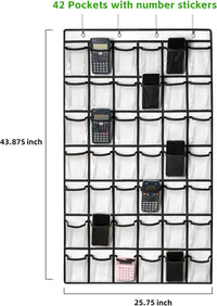 HKM-843987 42-Pocket Classroom Organiser for Phones and Calculators - Clear Display Chart