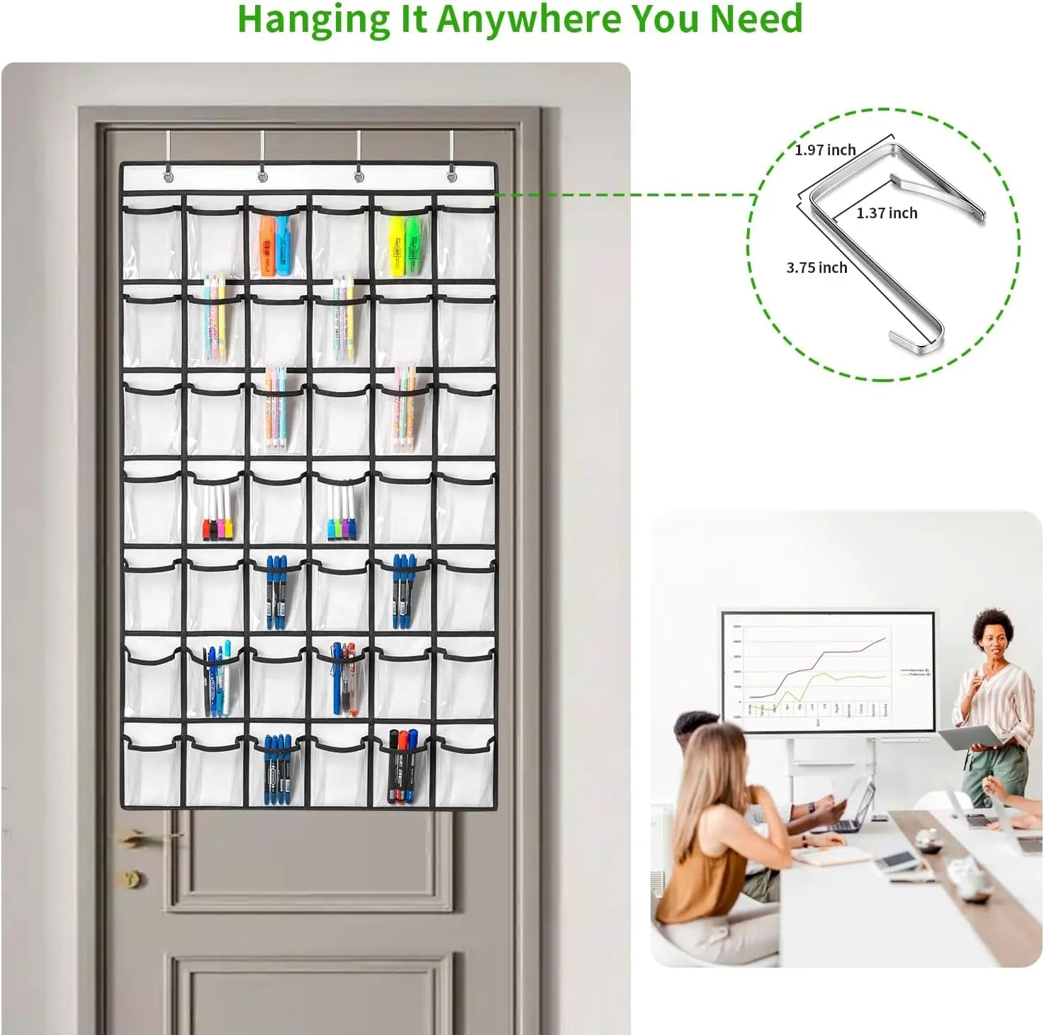 HKM-843987 42-Pocket Classroom Organiser for Phones and Calculators - Clear Display Chart