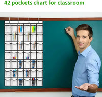 HKM-843987 42-Pocket Classroom Organiser for Phones and Calculators - Clear Display Chart