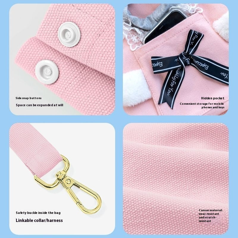 HKM-8440125 Portable Pet Carrier Bag for Small Dogs and Cats, Adjustable with Safety Features and Extra Storage