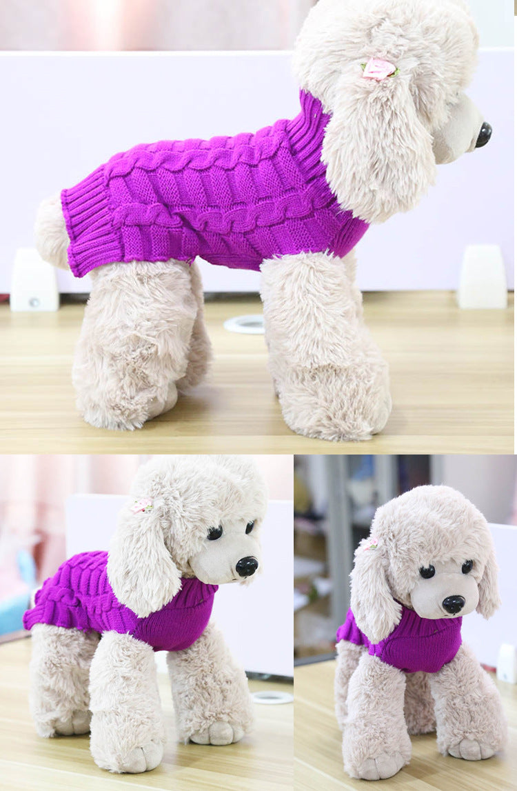 HKM-8441661 Cashmere Twisted Rope Dog Sweater - Cozy Wool Pet Apparel, Various Sizes Available