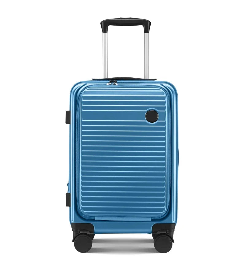 HKM-844243 Lightweight PC Hard-Shell Carry-On Luggage with USB Charging Port and Front Compartment