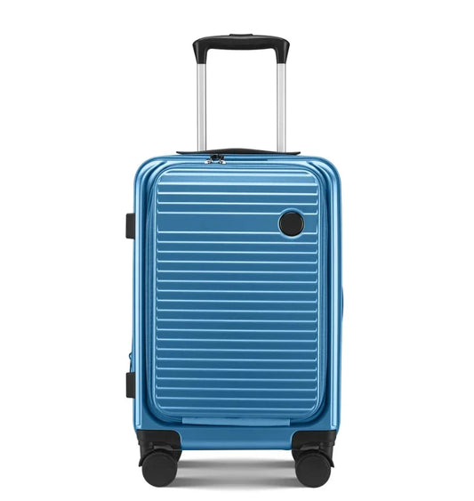 HKM-844243 Lightweight PC Hard-Shell Carry-On Luggage with USB Charging Port and Front Compartment