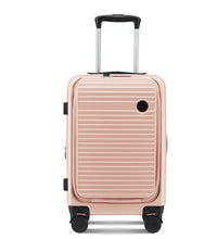 HKM-844243 Lightweight PC Hard-Shell Carry-On Luggage with USB Charging Port and Front Compartment