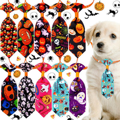 HKM-844243 Pet Halloween Skull Tie for Cats and Small to Medium Dogs - Adjustable Neck Size 20-40cm, Length 13cm