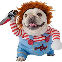 HKM-8443325 Halloween Striped Harness Pants for Dogs and Cats - 3-Piece Fun Costume Set
