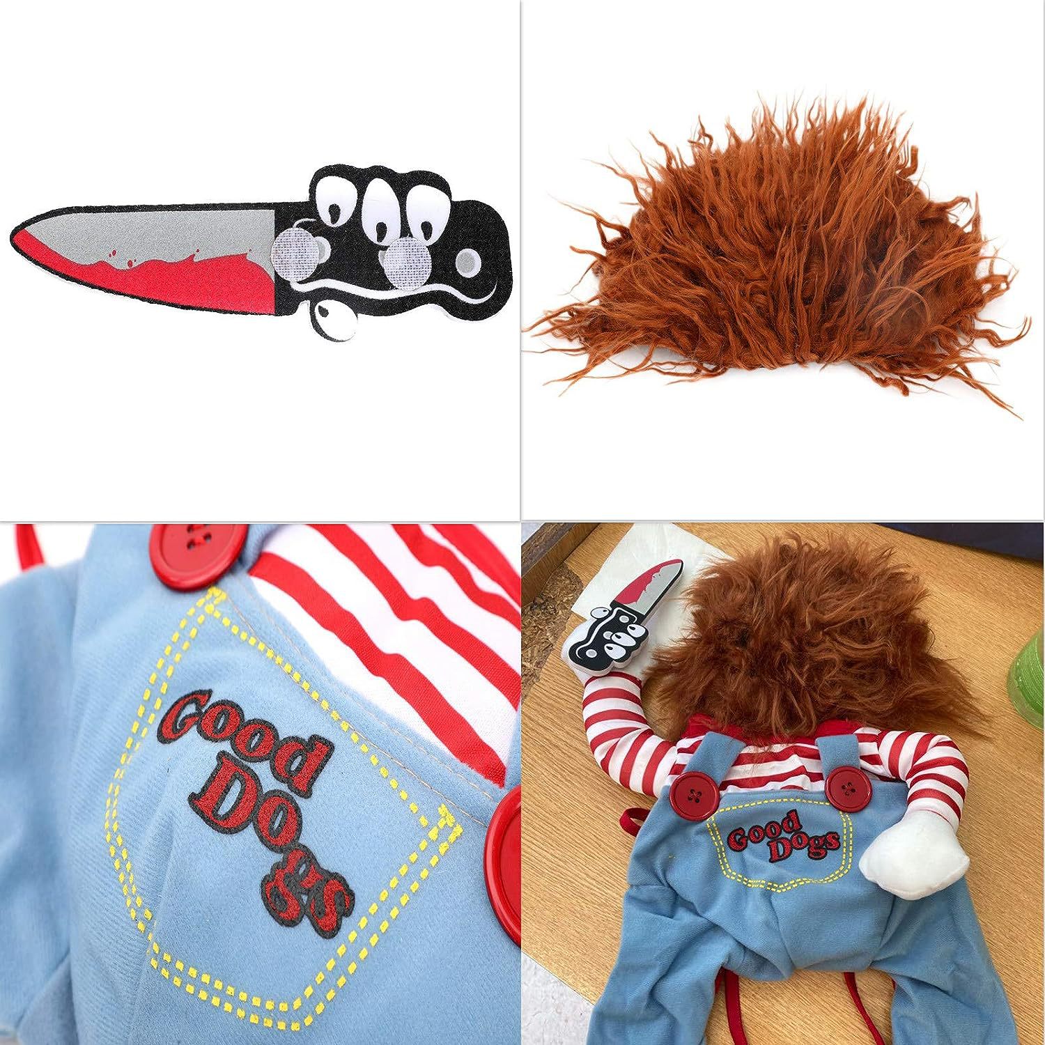 HKM-8443325 Halloween Striped Harness Pants for Dogs and Cats - 3-Piece Fun Costume Set