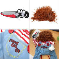 HKM-8443325 Halloween Striped Harness Pants for Dogs and Cats - 3-Piece Fun Costume Set