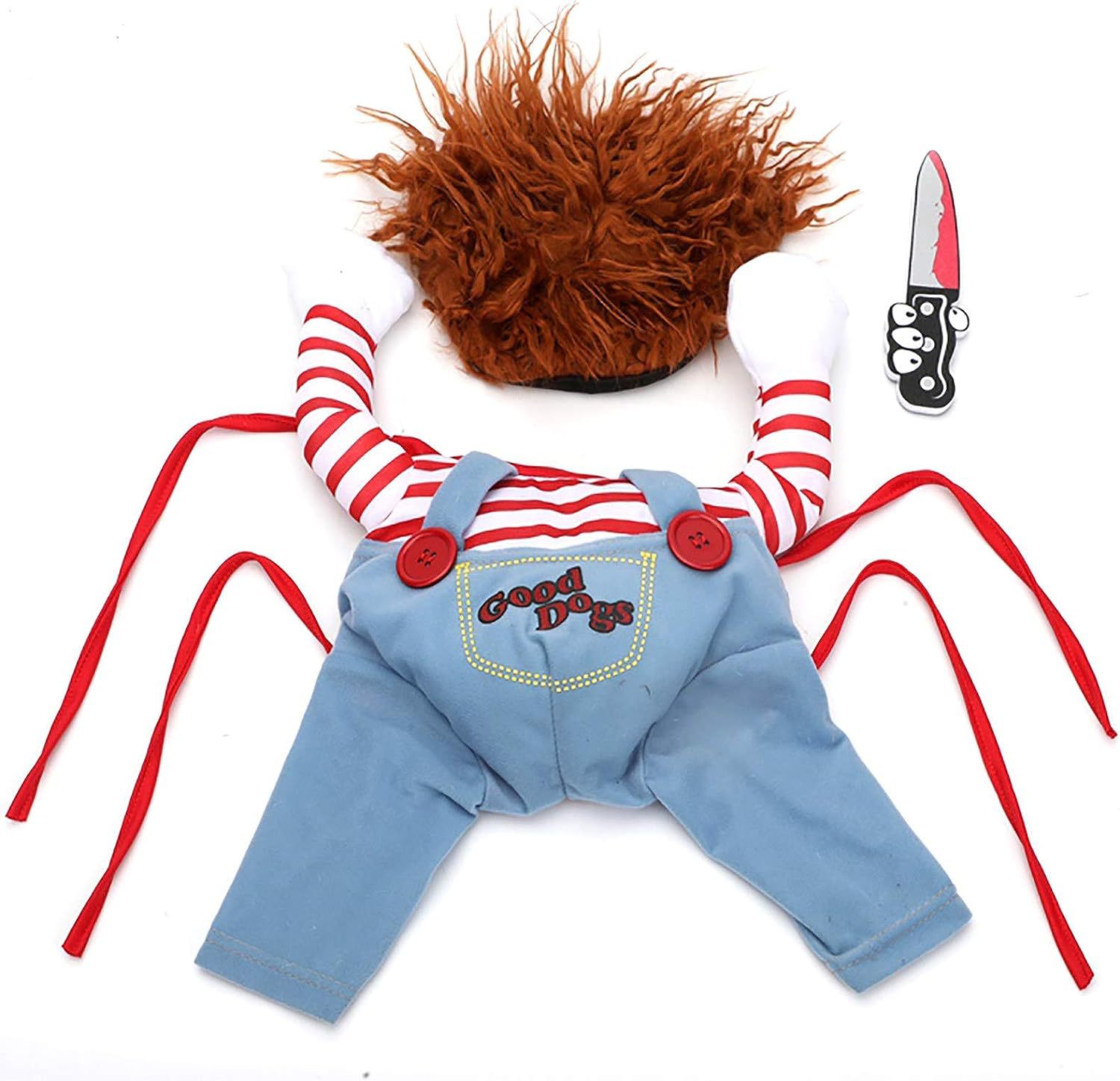 HKM-8443325 Halloween Striped Harness Pants for Dogs and Cats - 3-Piece Fun Costume Set