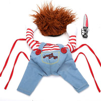 HKM-8443325 Halloween Striped Harness Pants for Dogs and Cats - 3-Piece Fun Costume Set