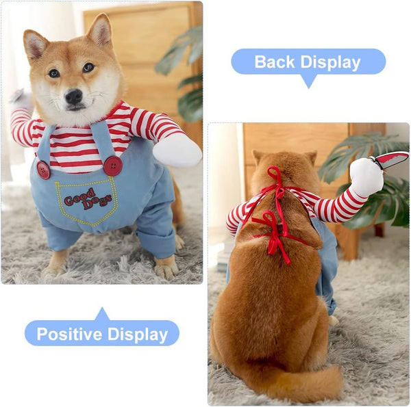 HKM-8443325 Halloween Striped Harness Pants for Dogs and Cats - 3-Piece Fun Costume Set