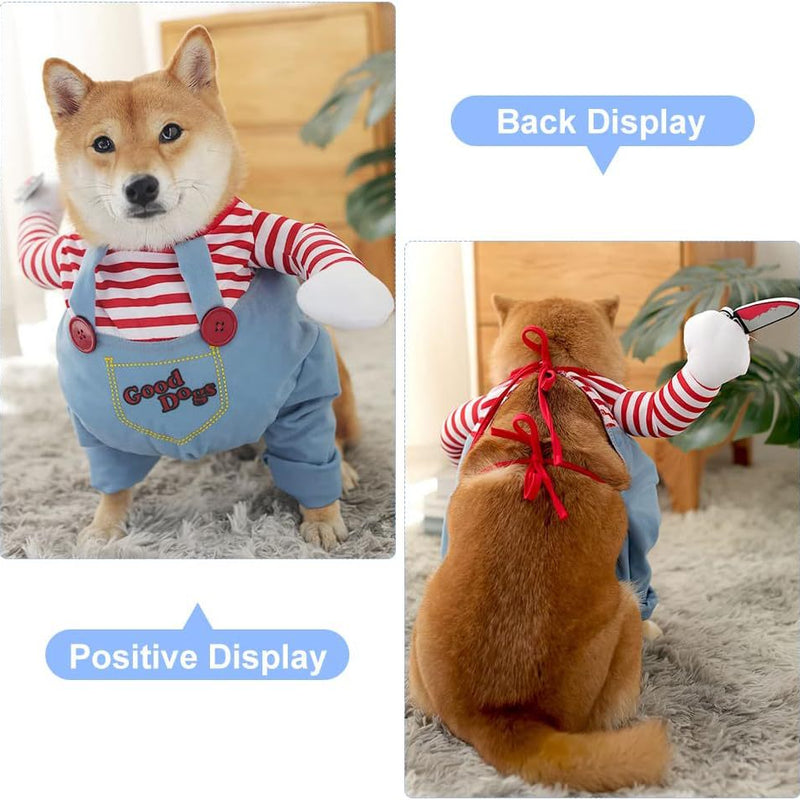HKM-8443325 Halloween Striped Harness Pants for Dogs and Cats - 3-Piece Fun Costume Set