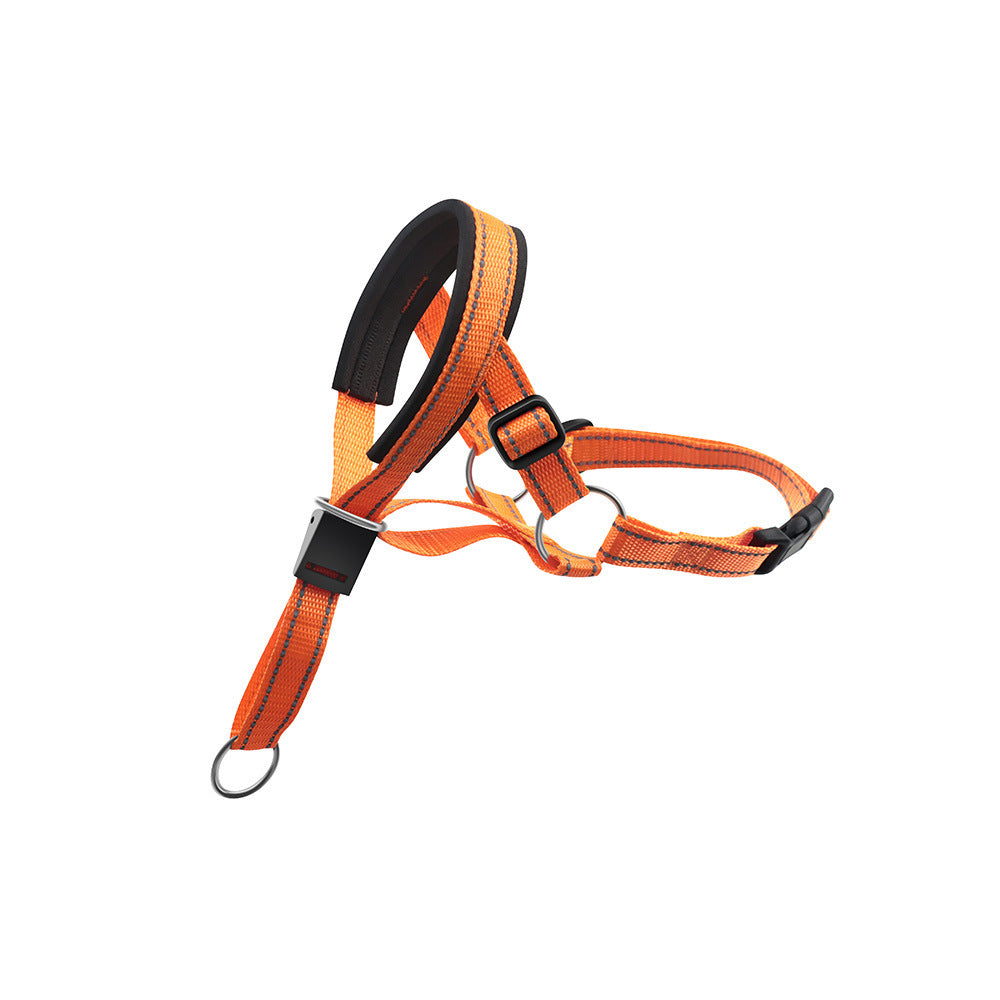 HKM-8443453 Adjustable Nylon Dog Leash with Mouth Cover in Orange, Blue, Red - Sizes S, M, L, XL