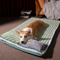 HKM-8443709 Cozy Dog Kennel Pillow Mat with Double Blanket - Available in Various Colors and Sizes